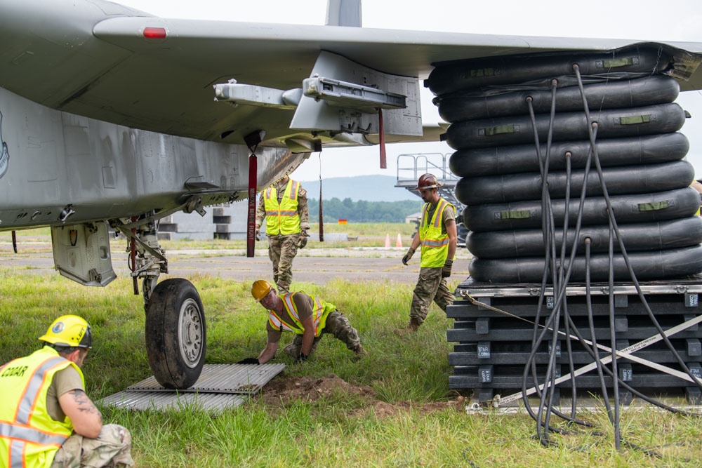 104th Fighter Wing hosts Westover Air Reserve Base's crashed, damaged, disabled, aircraft recovery team for joint training