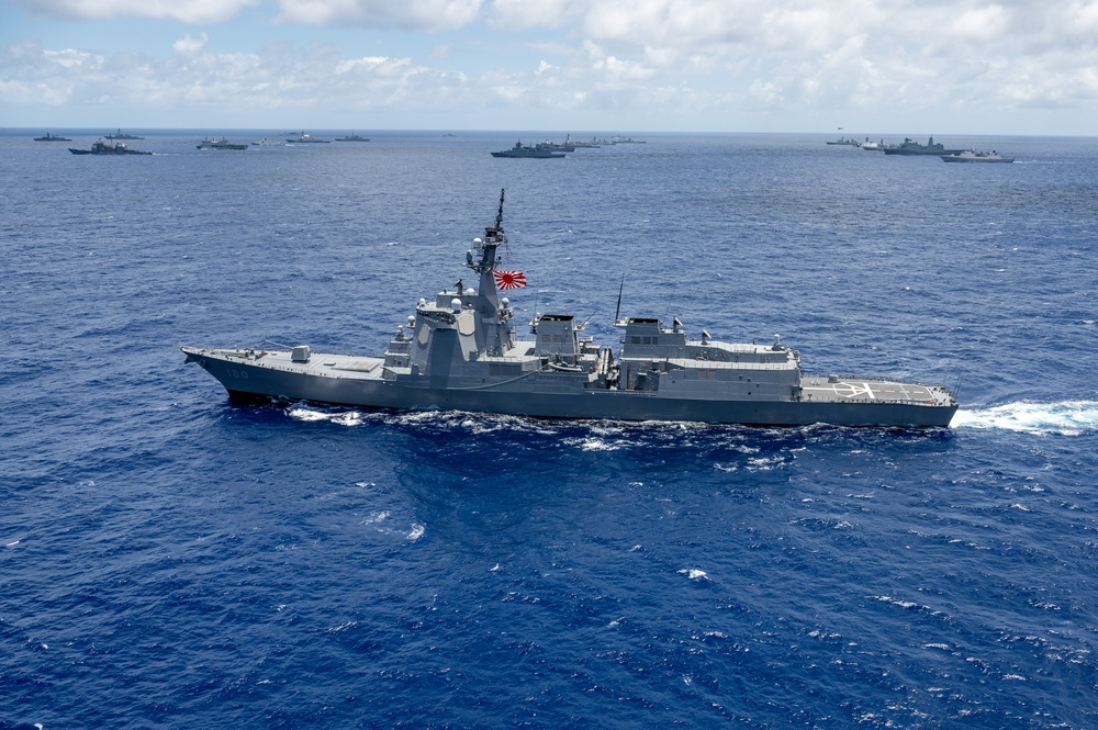 Multinational ships sail in formation during RIMPAC 2024