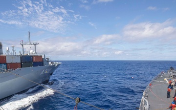 USS Spruance conducts refueling-at-sea with FGS Frankfurt am Main