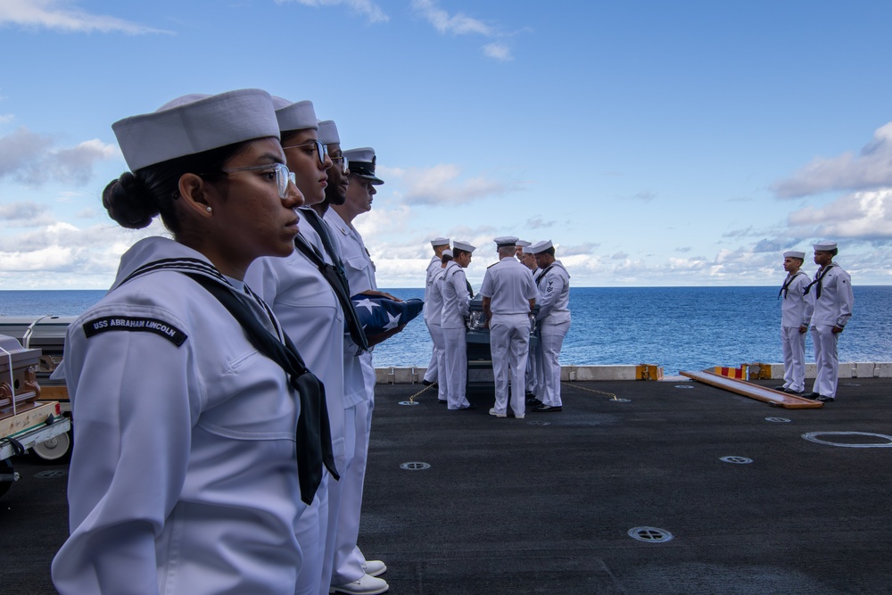 Abraham Lincoln conducts a Burial-at-sea