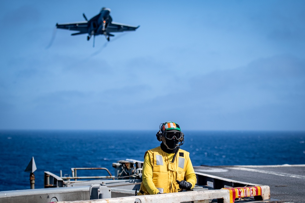 Nimitz Sailor Observes Flight Operations