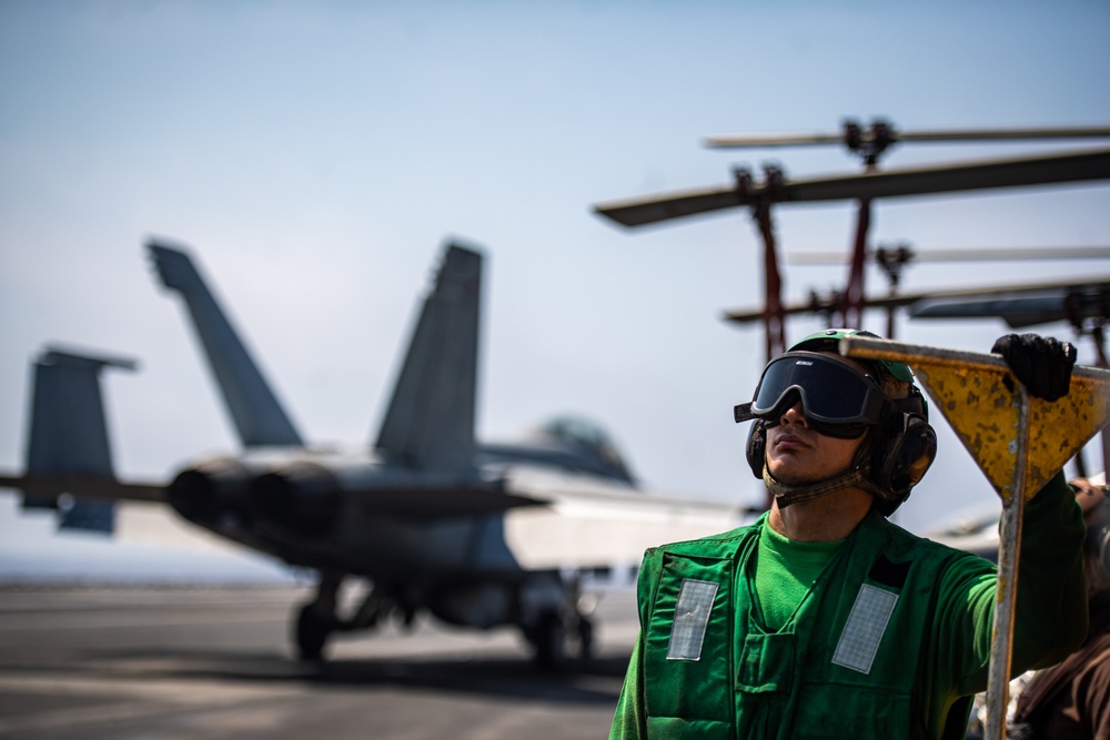 Nimitz Sailor Observes Flight Operations