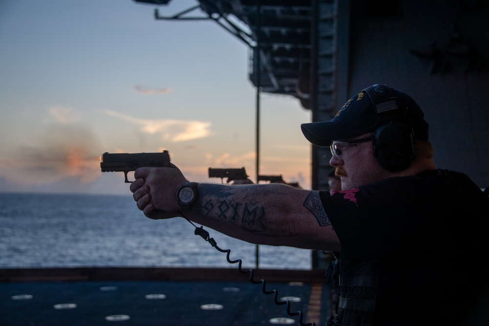 Live-Fire Small Arms Qualification Aboard USS America (LHA 6)