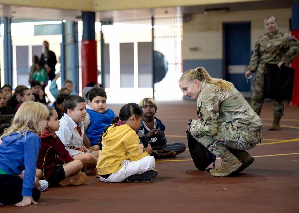 USAF and RAAF visit children, building relationships during Pitch Black 2024