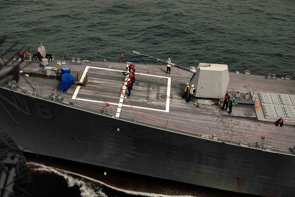 USS Theodore Roosevelt Conducts Fueling-At-Sea with USS Daniel Inouye