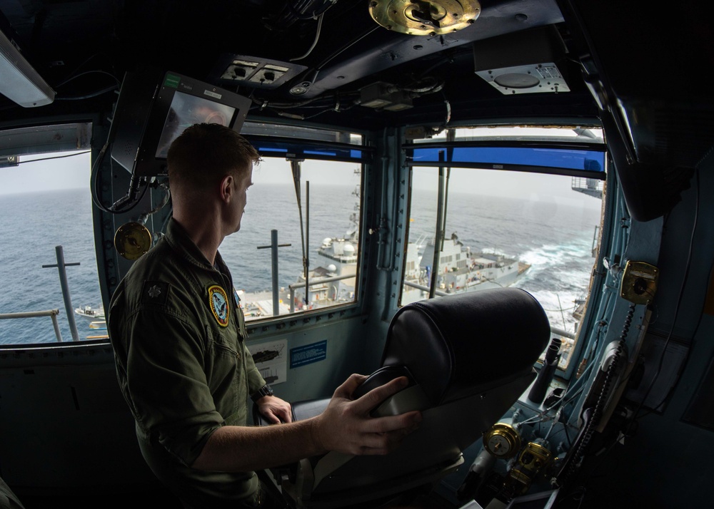 USS Theodore Roosevelt Conducts Fueling-At-Sea with USS Daniel Inouye