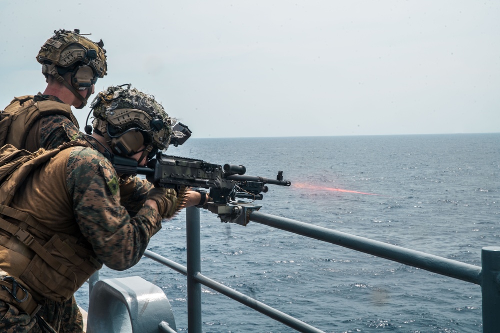 Marines Conduct Live-Fire Exercise Aboard USS Harpers Ferry