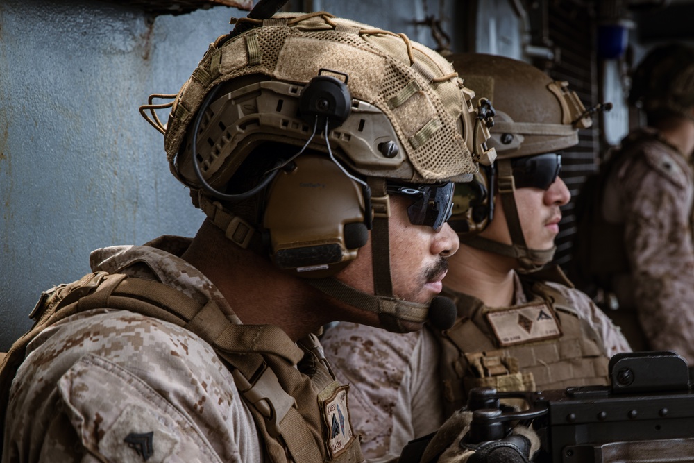 Marines Conduct Live-Fire Exercise Aboard USS Harpers Ferry