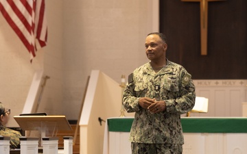 Fleet Master Chief Delbert Terrell Speaks to Sailors Across Camp Lejeune