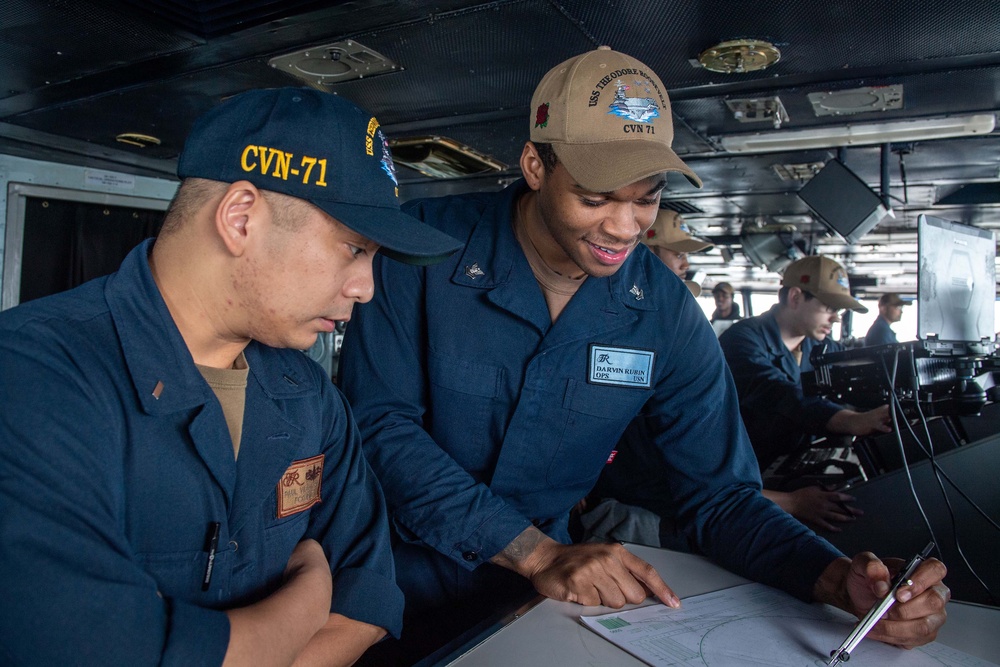 USS Theodore Roosevelt Conducts Routine Bridge Operations