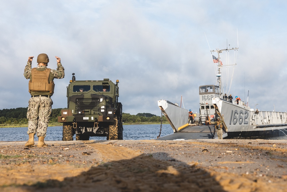 U.S. Marines Embark Tactical Vehicles Aboard Landing Craft Utilities