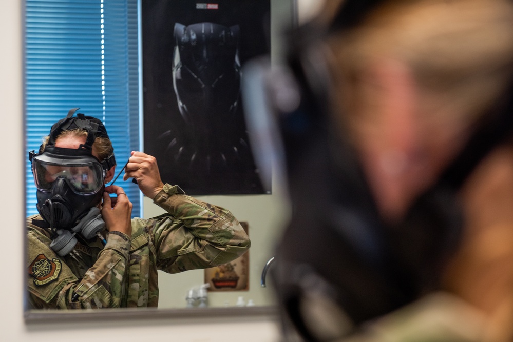 60th OMRS bioenvironmental engineering performs gas mask fit testing