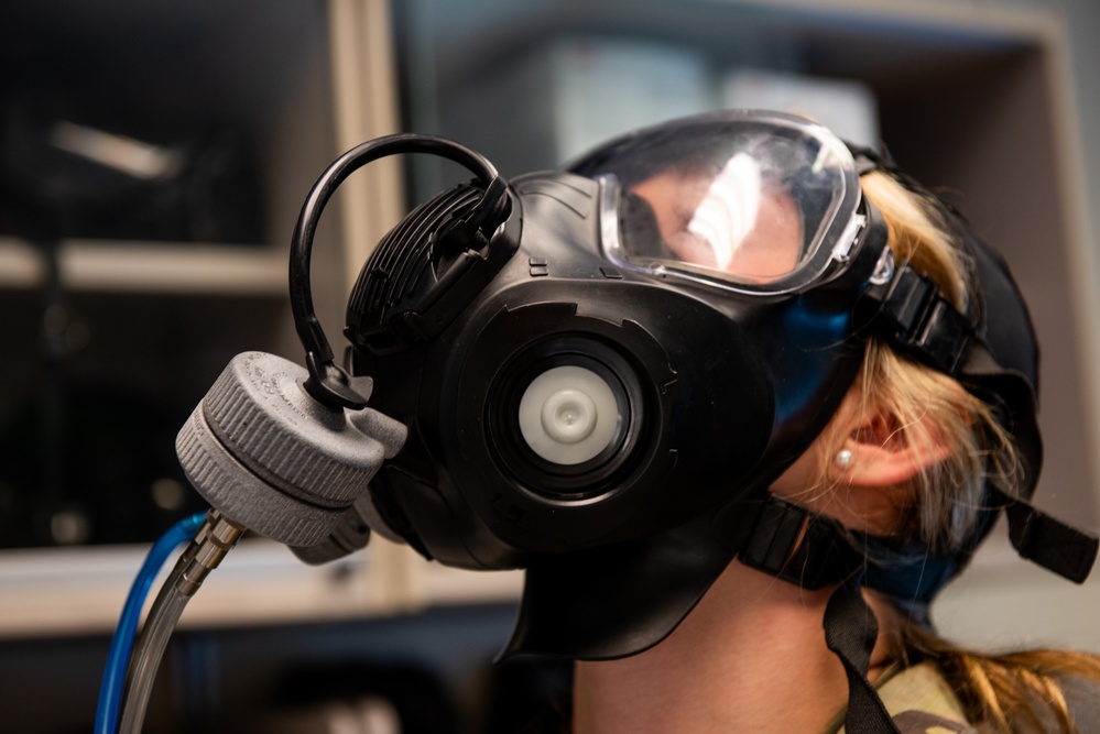 60th OMRS bioenvironmental engineering performs gas mask fit testing