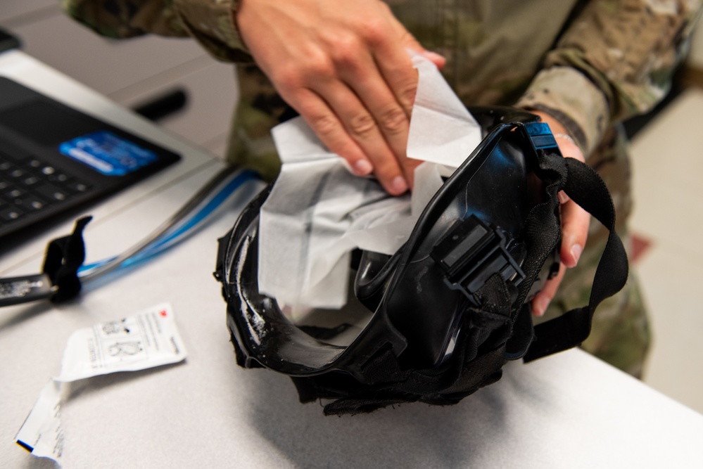 60th OMRS bioenvironmental engineering performs gas mask fit testing