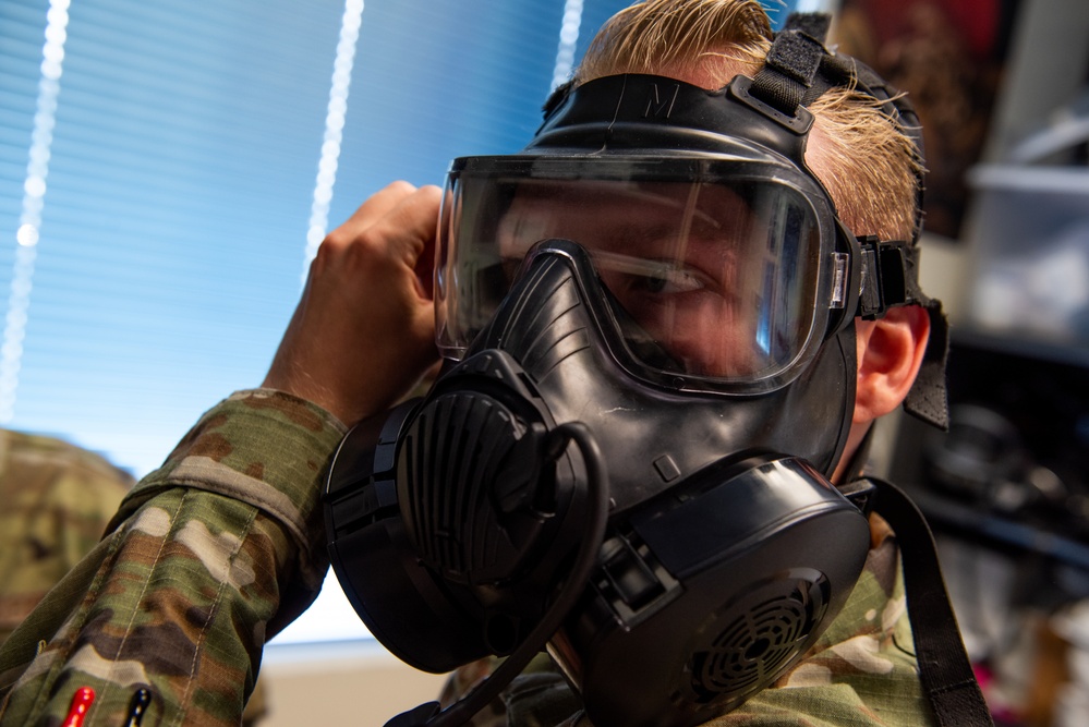 60th OMRS bioenvironmental engineering performs gas mask fit testing