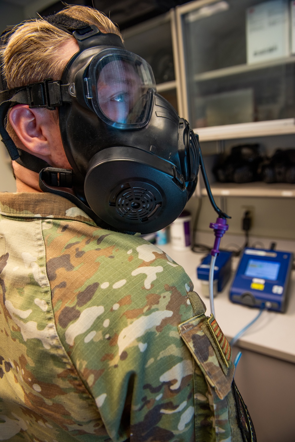 60th OMRS bioenvironmental engineering performs gas mask fit testing