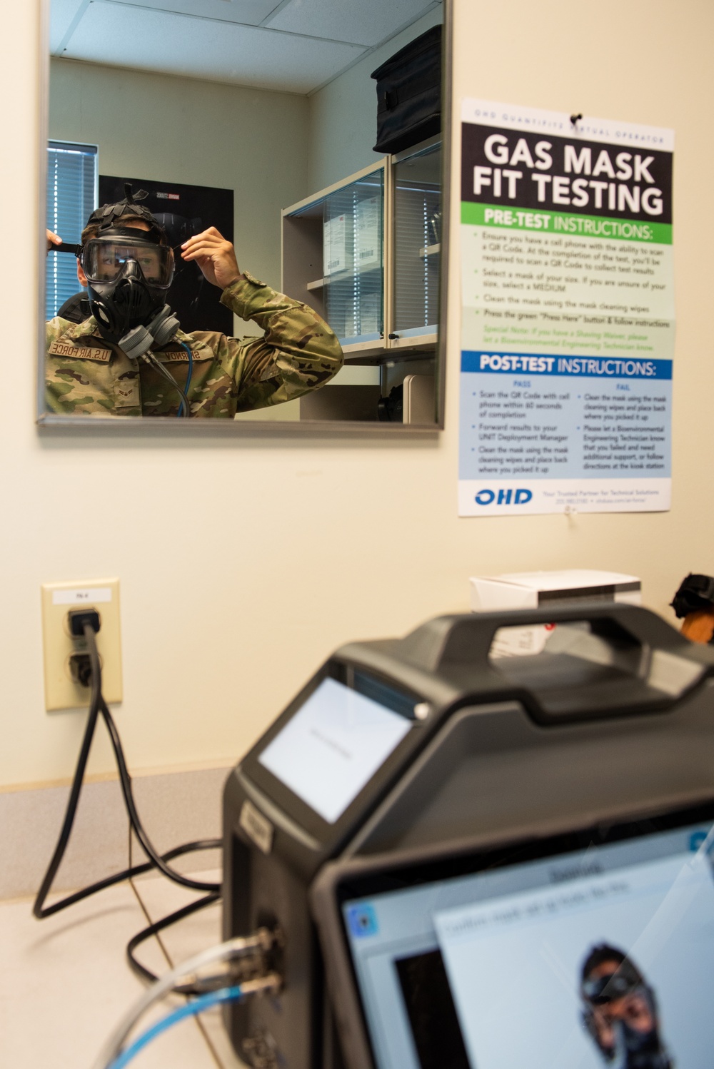 60th OMRS bioenvironmental engineering performs gas mask fit testing