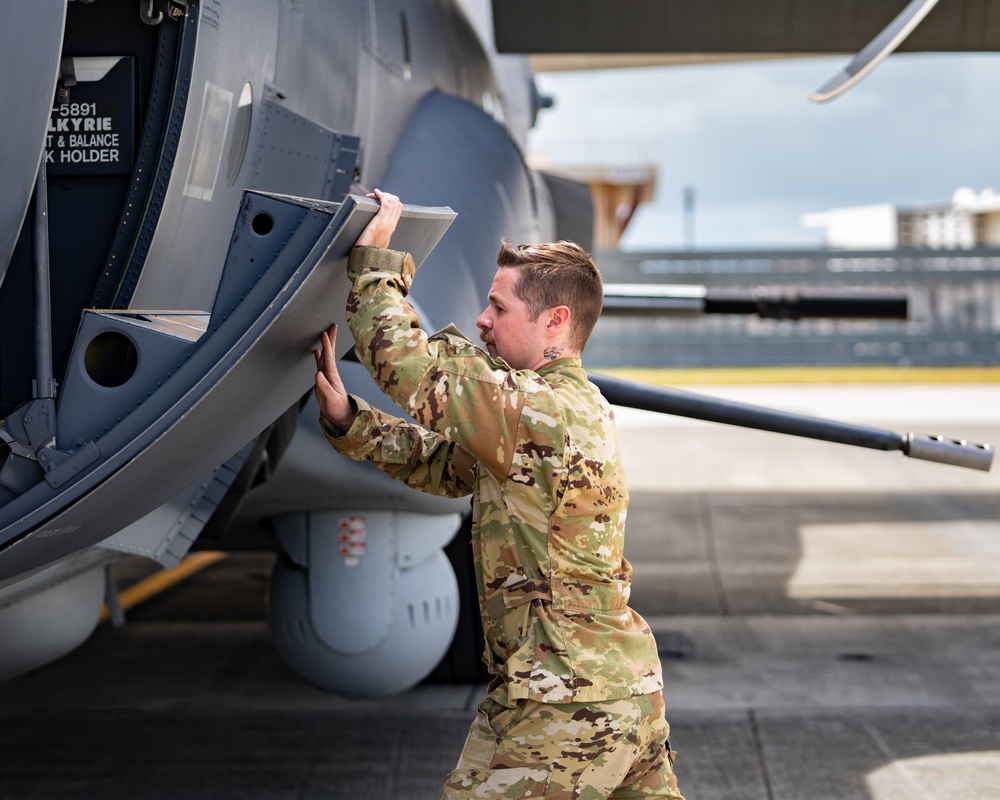 27th Special Operations Wing inspects AC-130J Ghostrider during RIMPAC 2024