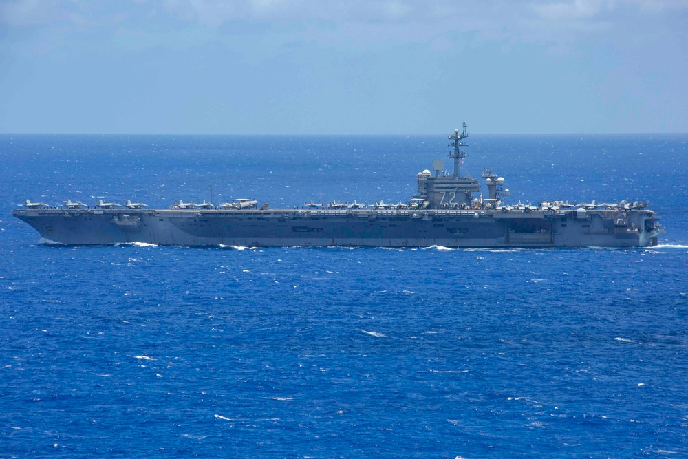 Abraham Lincoln sails the Pacific Ocean