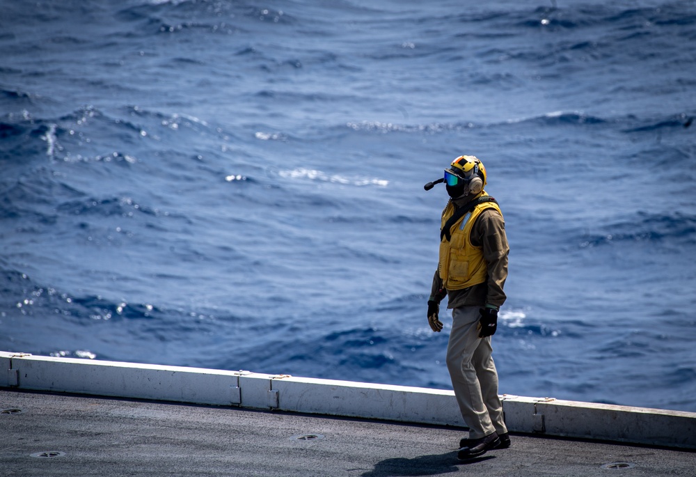 Nimitz Sailor Observes Flight Operations