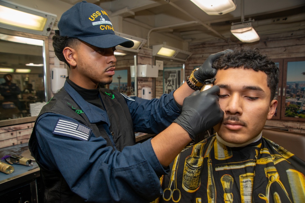 A Nimitz Sailor Cuts Hair