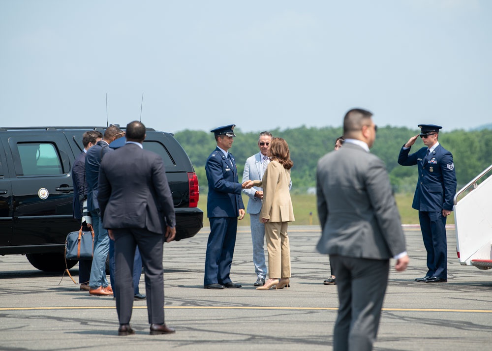 104th Fighter WIng welcomes Vice President Kamala Harris to Barnes Air National Guard Base