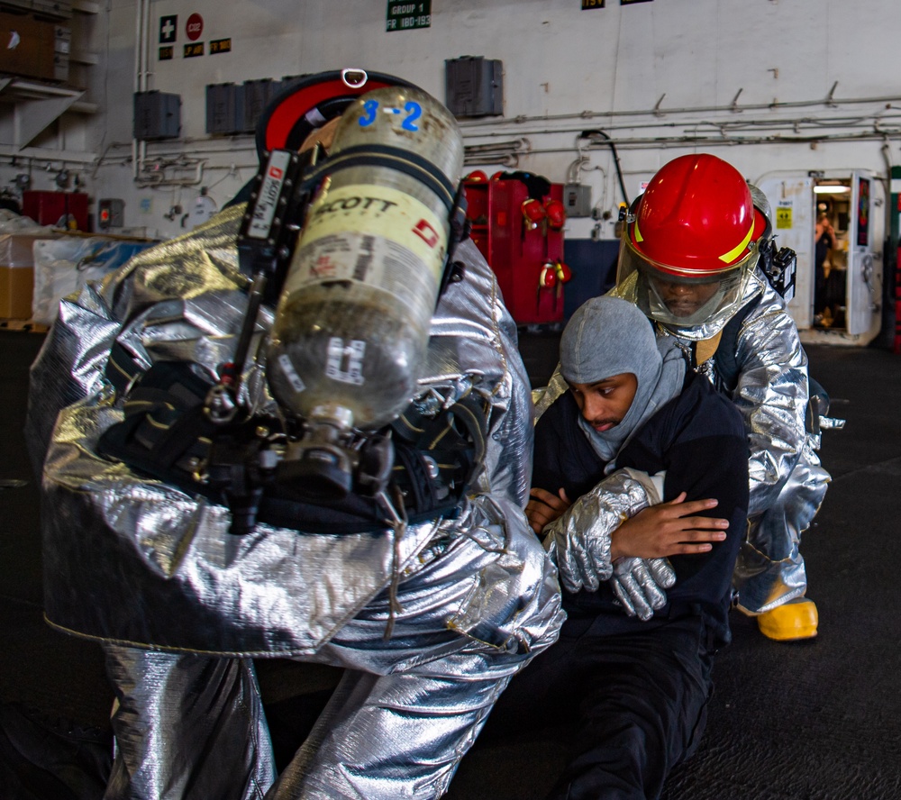 Nimitz Sailors Participate In Crash And Salvage Drills