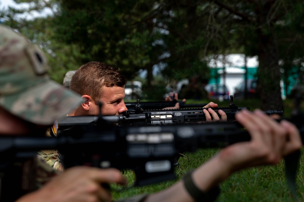 Staff Sgt. Conner Williams practices with an LMT Defense R20 RAHE rifle