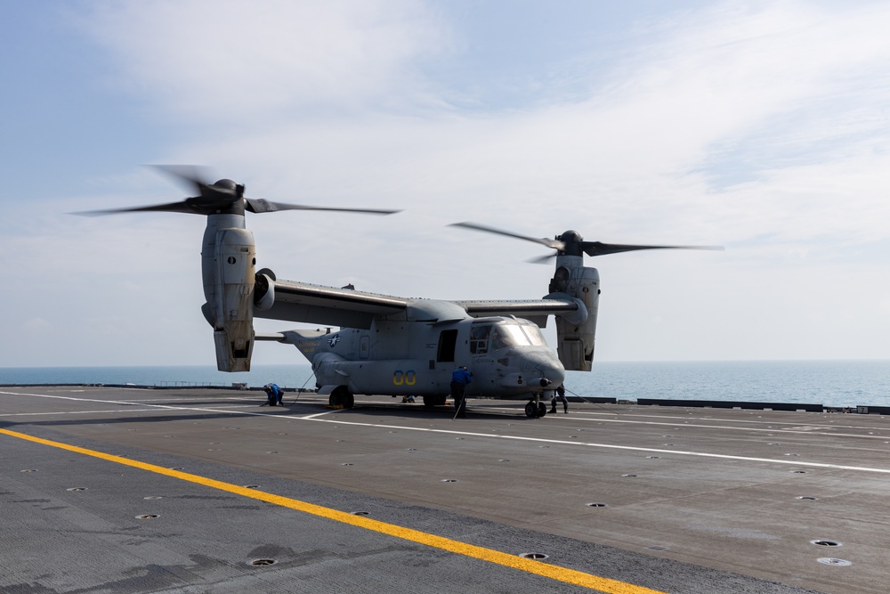 MRF-D 24.3: VMM-268 (Rein.) Marines conduct deck landing qualifications aboard Italian aircraft carrier ITS Cavour during Exercise Pitch Black 24