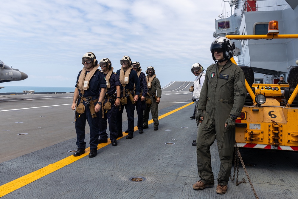 MRF-D 24.3: VMM-268 (Rein.) Marines conduct deck landing qualifications aboard Italian aircraft carrier ITS Cavour during Exercise Pitch Black 24