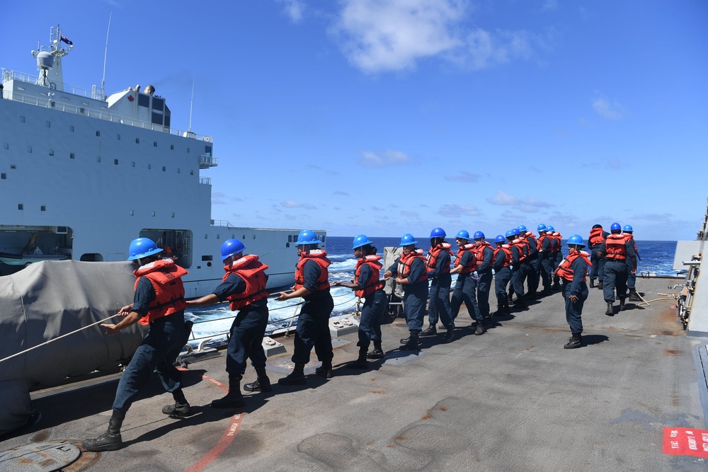 USS Kidd (DDG 100) Sailors Perform Replenishment at Sea