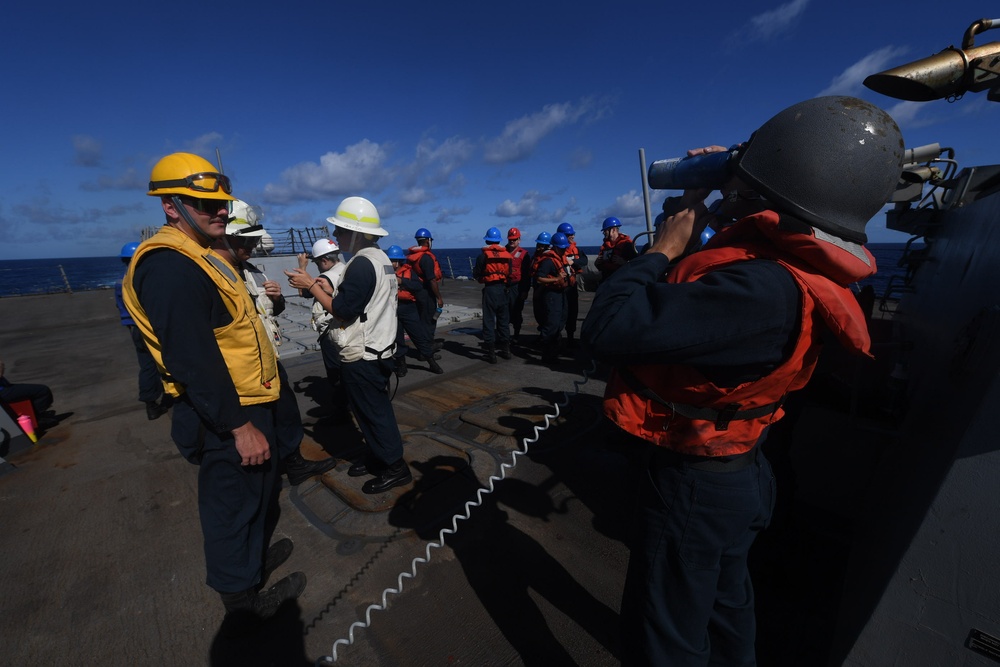 USS Kidd (DDG 100) Sailors Prepare for Replenishment at Sea