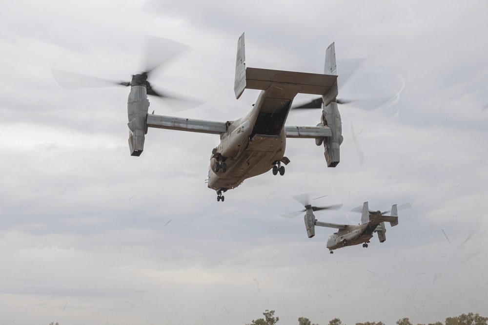 MRF-D 24.3 Marines rehearse low altitude air defense with MV-22B Ospreys during Exercise Predator’s Run 24