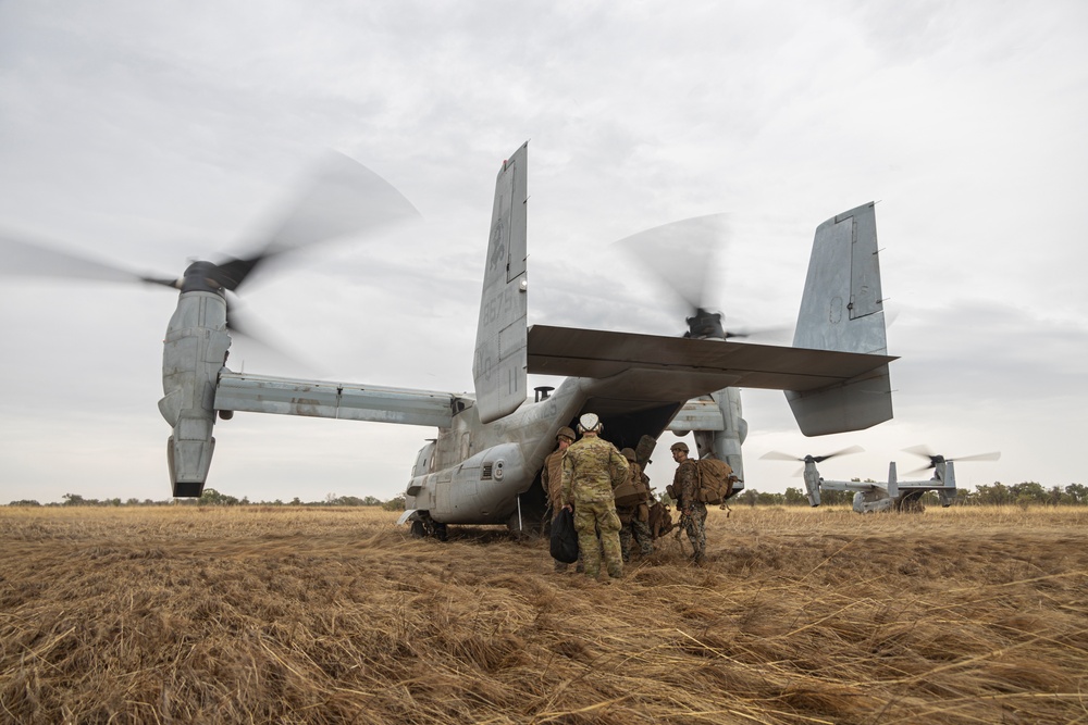 MRF-D 24.3 Marines rehearse low altitude air defense with MV-22B Ospreys during Exercise Predator’s Run 24