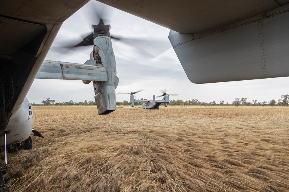 MRF-D 24.3 Marines rehearse low altitude air defense with MV-22B Ospreys during Exercise Predator’s Run 24