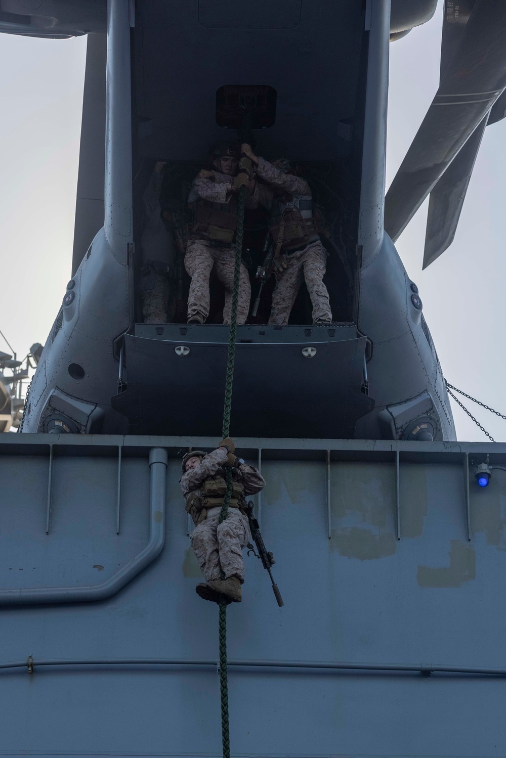 24th MEU (SOC) Fast Rope Training Aboard USS Wasp (LHD 1)