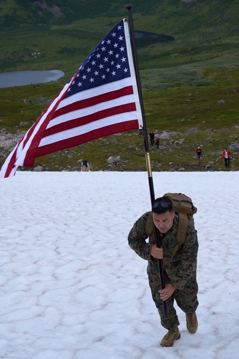 U.S. Marines and Norwegian service members conduct commemorative hike on Grytoya Island