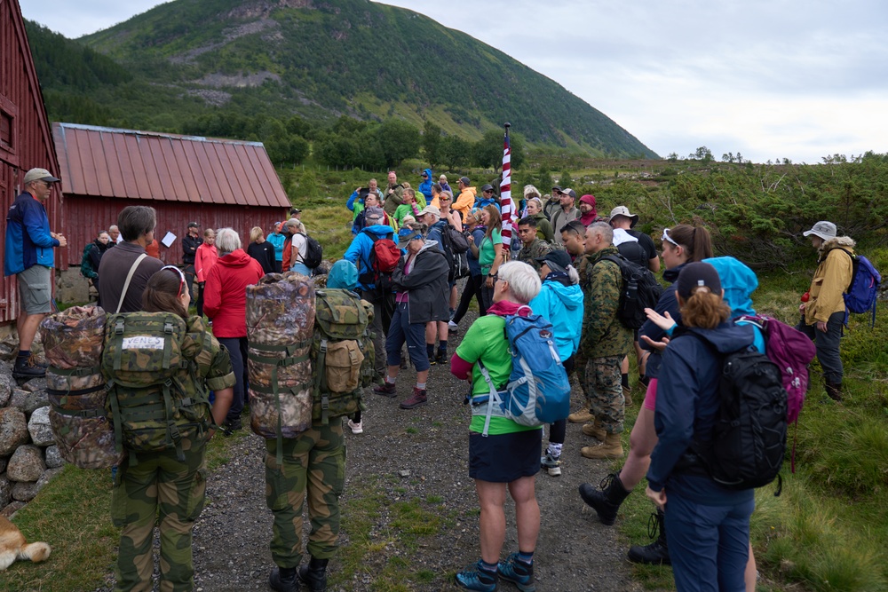 U.S. Marines and Norwegian service members conduct commemorative hike on Grytoya Island