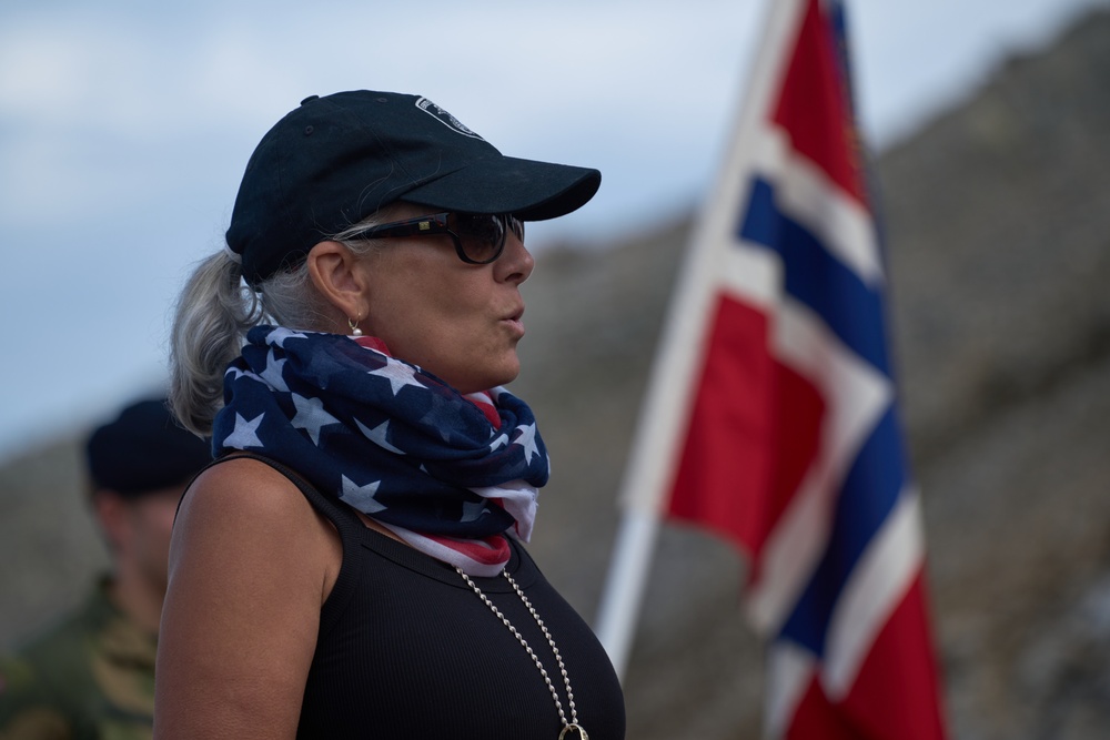 U.S. Marines and Norwegian service members conduct commemorative hike on Grytoya Island