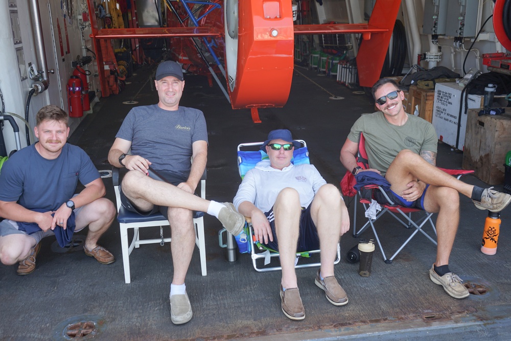 Coast Guard crew members aboard Coast Guard Cutter Stone enjoy liberty