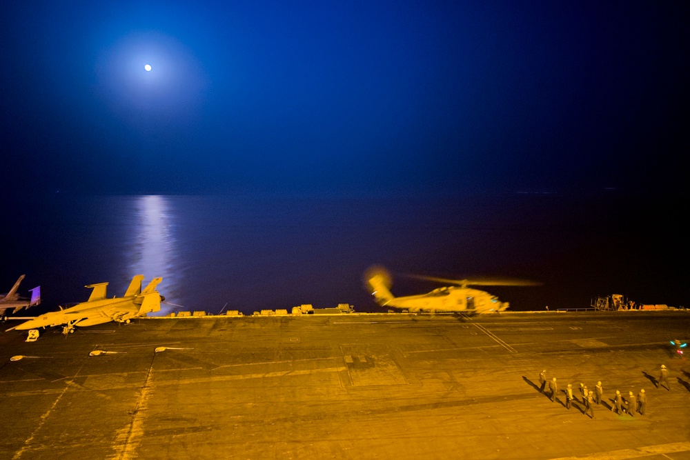 USS Theodore Roosevelt Conducts Night Flight Operations