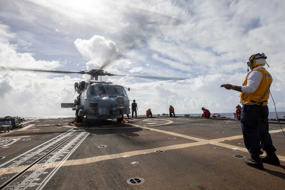 USS Spruance conducts flight operations