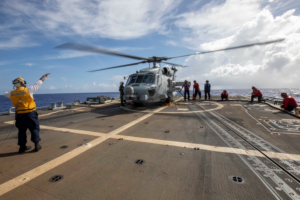 USS Spruance conducts flight operations