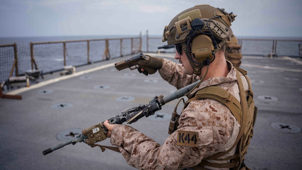 240729 – Reconnaissance Marines Conduct Dry Fire Drills Aboard USS Harpers Ferry 240729 – Reconnaissance Marines Conduct Dry Fire Drills Aboard USS Harpers Ferry