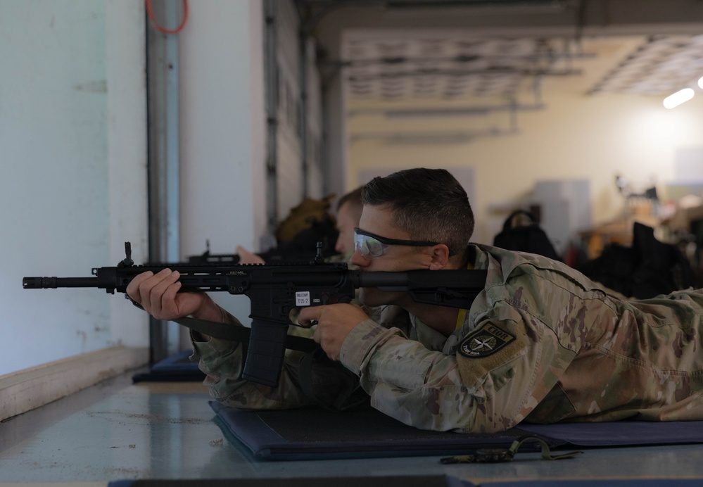 Lt. Col. Thomas Sebastiani practices with an LMT R20 RAHE