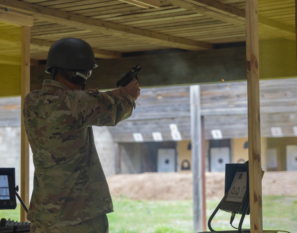 Staff Sgt. Conner Williams fires a Heckler &amp;amp; Koch USP pistol
