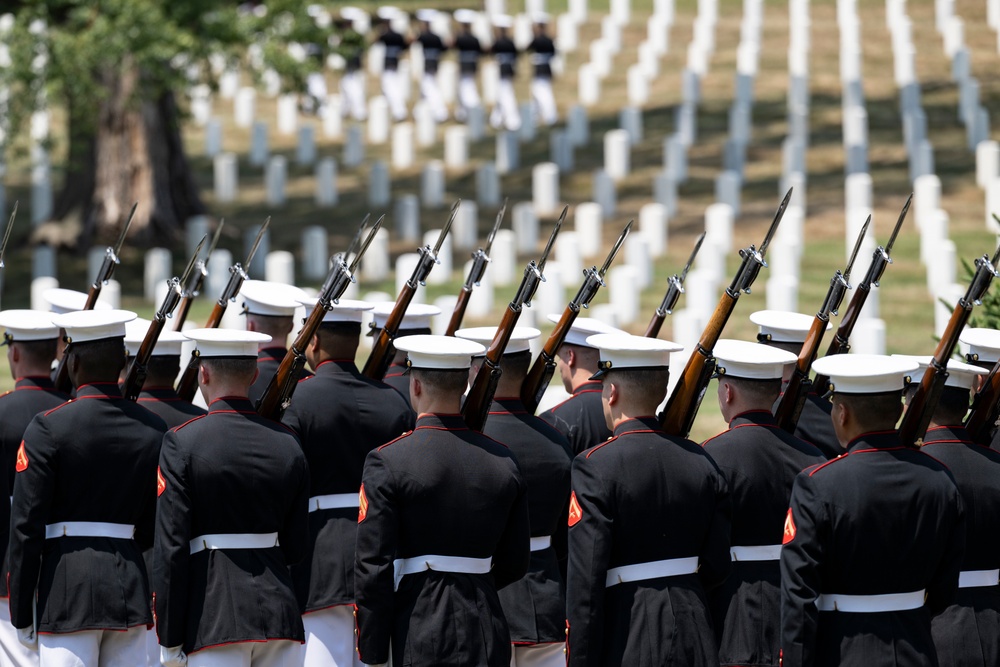 Military Funeral Honors with Funeral Escort are Conducted for Retired 29th Commandant of the Marine Corps Gen. Alfred Gray, Jr.