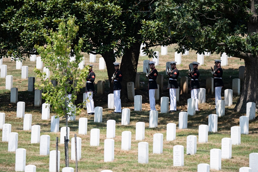 Military Funeral Honors with Funeral Escort are Conducted for Retired 29th Commandant of the Marine Corps Gen. Alfred Gray, Jr.