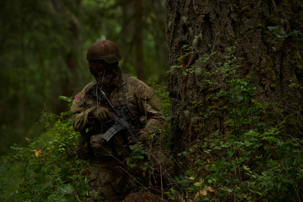 OCS Phase III candidates conduct platoon STX lanes at Leschi Town