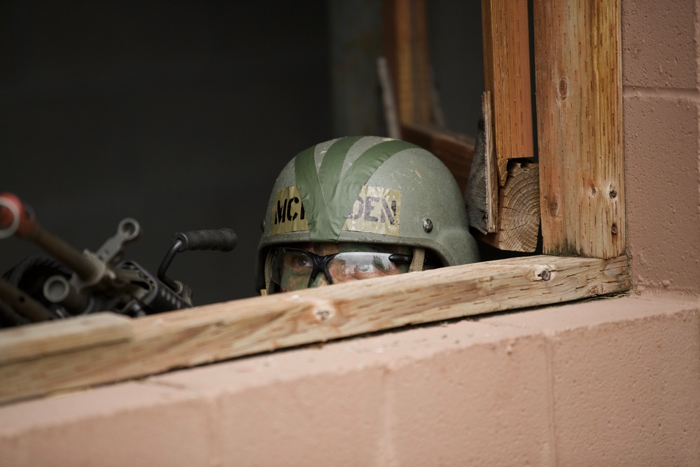 OCS Phase III candidates conduct platoon STX lanes at Leschi Town